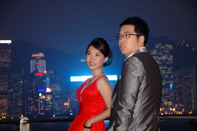Hong Kong - nocne zdjęcia ślubne - zdjęcia z Chin